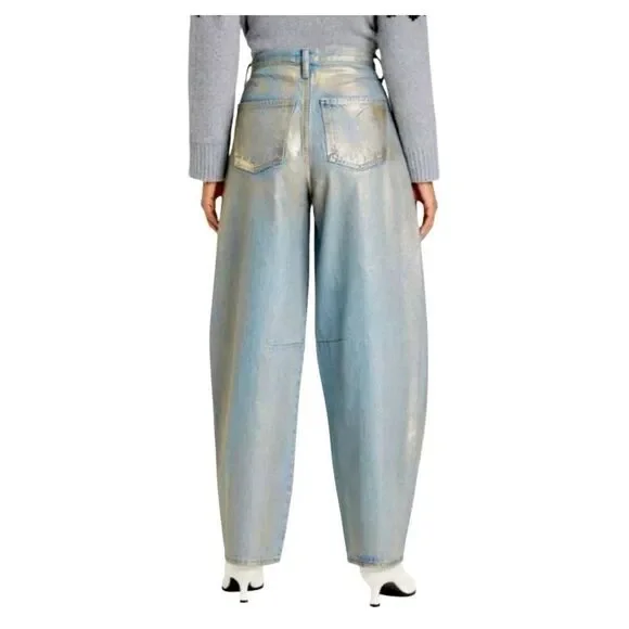 Universal Thread NWT high rise curved leg jeans with shiny silver sheen size 17 - Picture 2 of 13